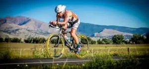 Ryan Barr, competing in an Ironman triathlon in Boulder, CO.